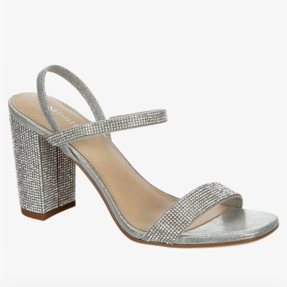 Maripe Shimmering Silver Heels size 9 NWT